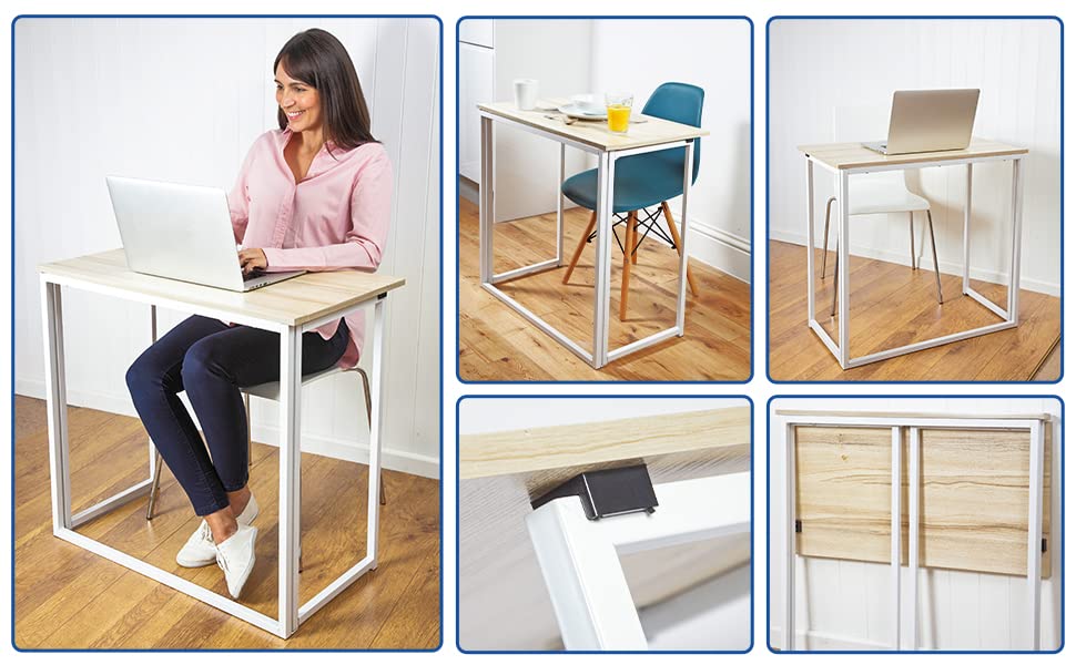 Folding Utility Table SpaceSaving Desk already assembled just fold