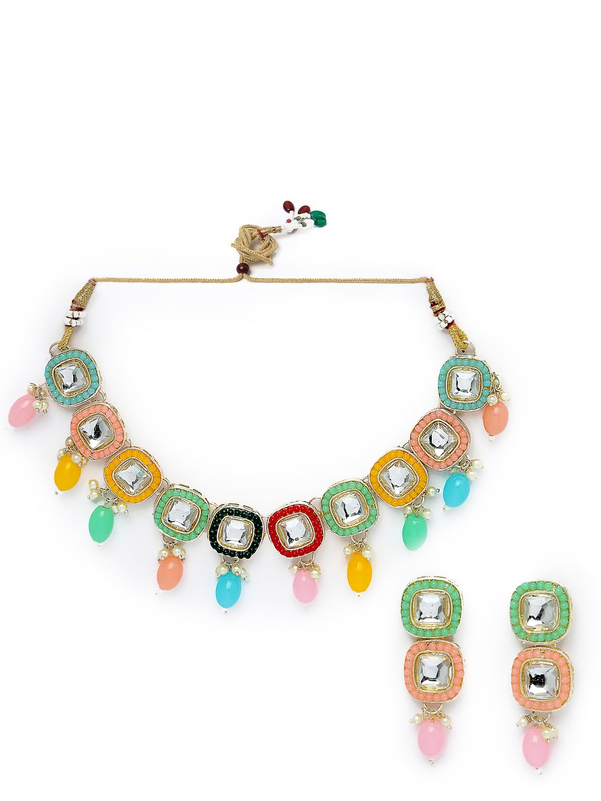Studio Sukkhi Attractive Multicolor Gold Plated Kundan Studded Collar Bone Necklace Set with Dangler Drop Earrings | Jewellery Set For Women And Girls (NS105809) (B0CPLZFB3P) Amazon Price History, Amazon Price Tracker