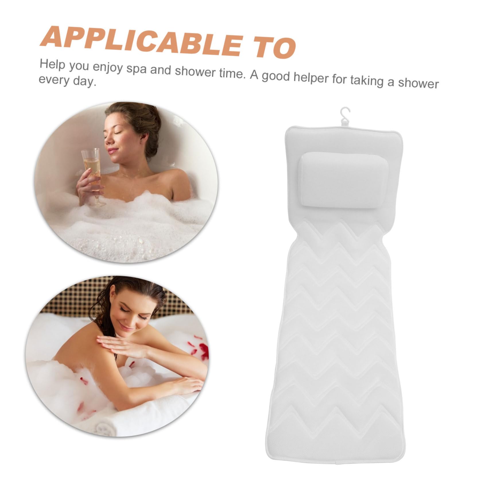 Almohada para Bañera Ventosa y Reposacabezas, Cojin Cómodo de Poliéster Antideslizante para SPA Baño