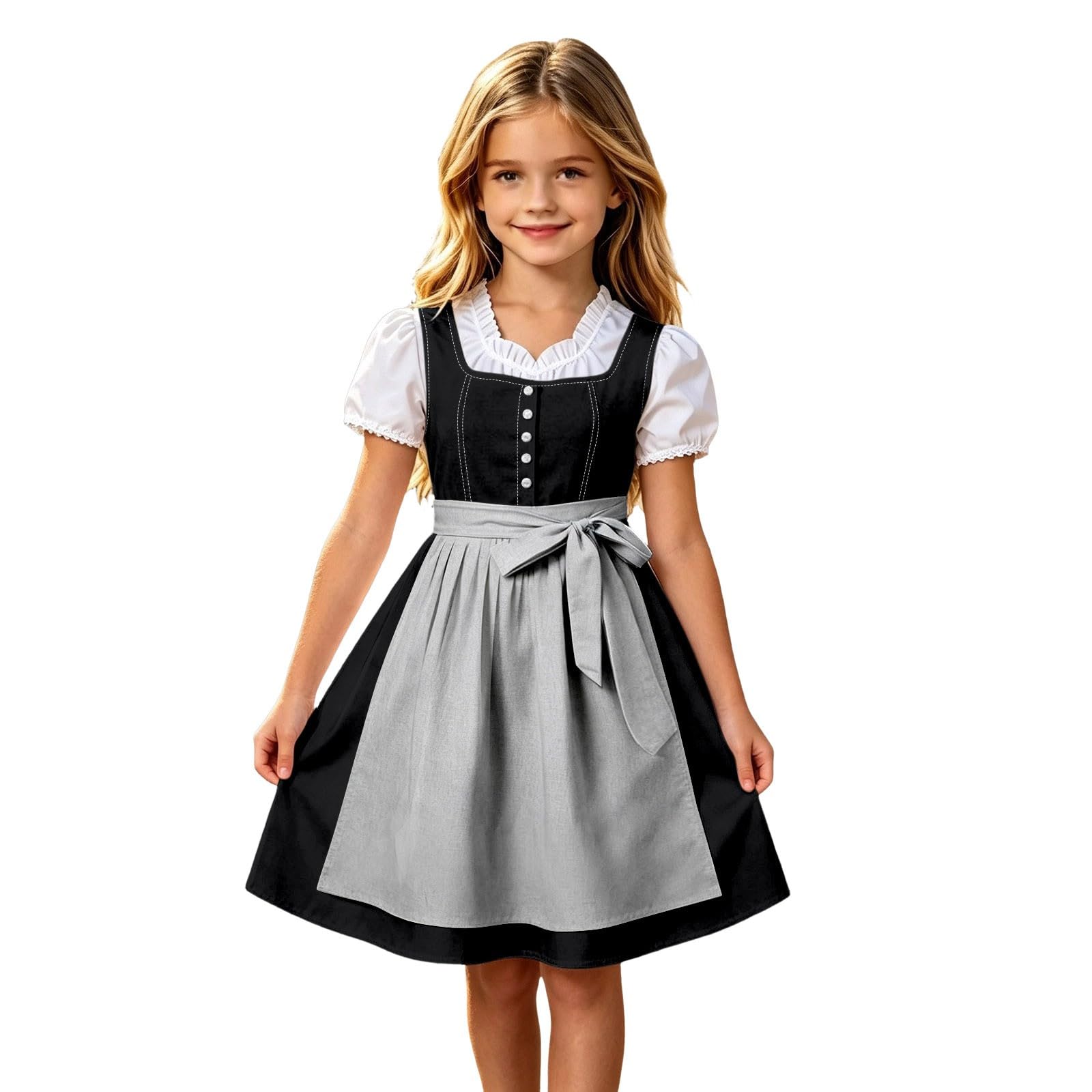Girls Oktoberfest Costume Bavarian Beer Festival Dirndl Dress with Apron — image 1