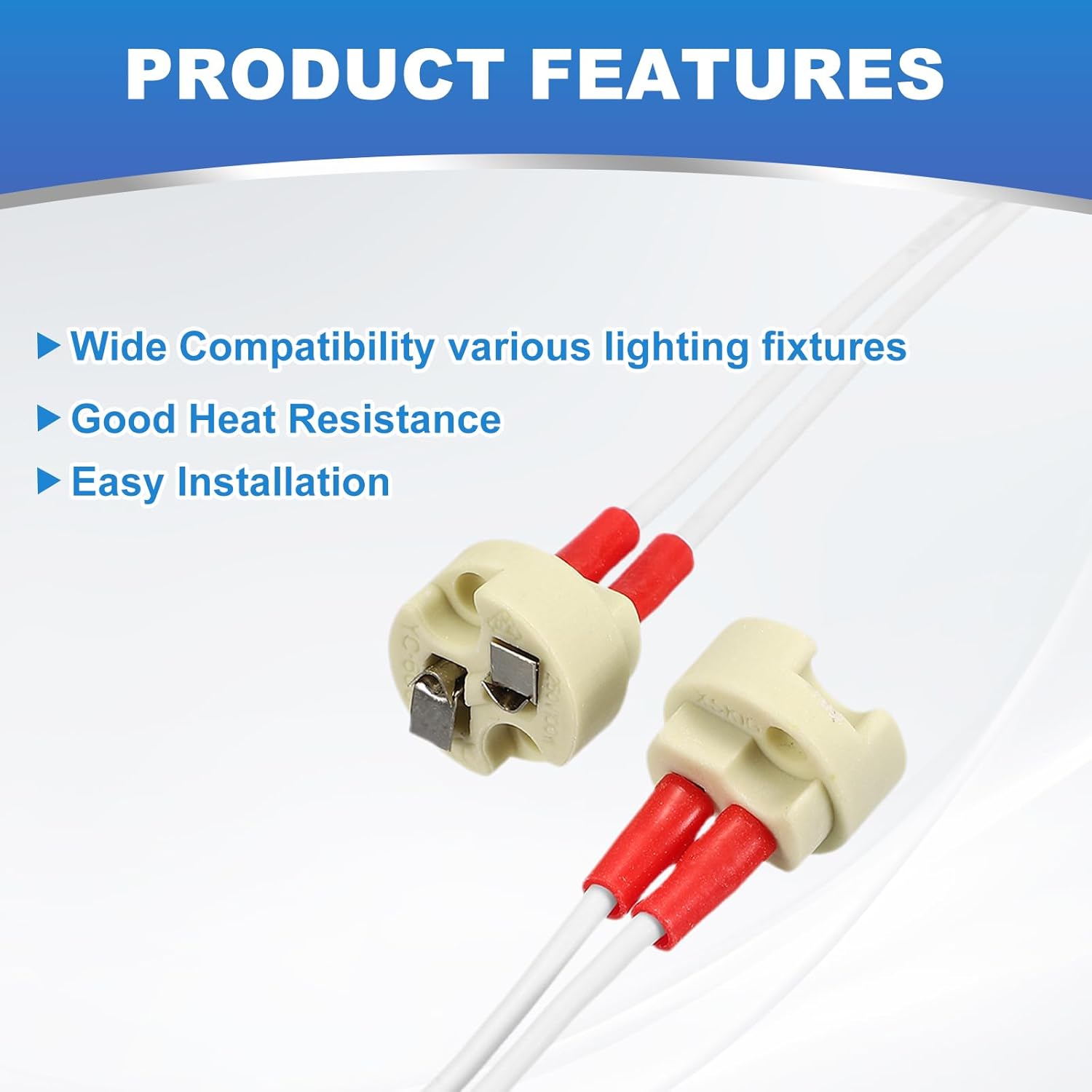 G4 Ceramic Base Socket, 6Inch 20Pcs - 250V Ceramic LED Halogen Lamp Light Bulb, White Base Connector for Halogen Bulbs, Multi-Type Replacement Socket for MR16/GU5.3 /MR11