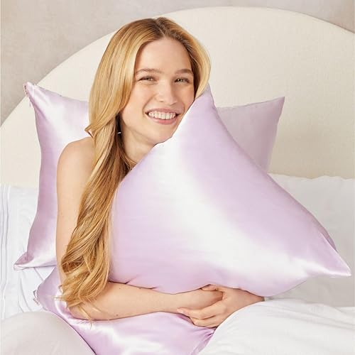 Vista 96 de Kitsch - Funda de almohada de satén con cremallera de tamaño queen/estándar, para el cabello y la piel, funda refrescante más suave que la seda