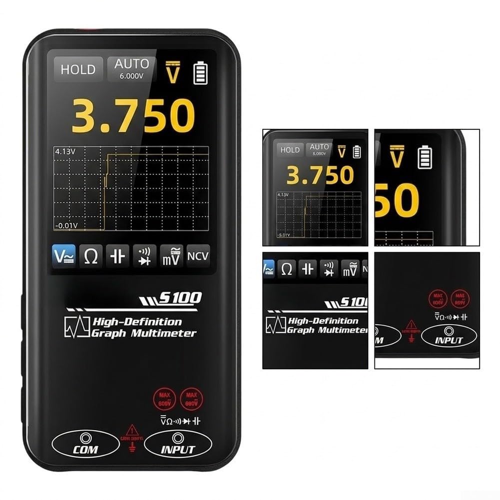 Multímetro digital inteligente para coche, pantalla LCD gráfica