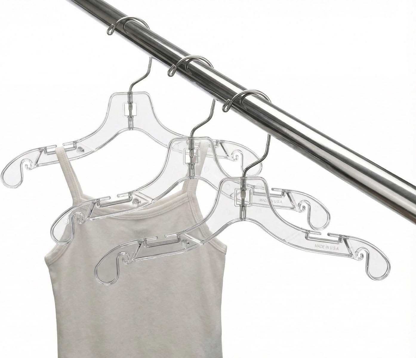 NAHANCO Children’s Plastic Shirt Hangers, Super Heavy Weight - 12" Clear with Long Hook (Pack of 100), Made in USA