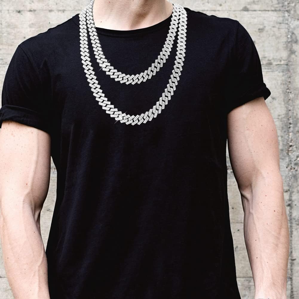 HH BLING EMPIRE Silver Gold Cuban Link Chain for Men/Women, Iced Out Mens Diamond Chain Necklace-Miami Cuban Link Chains Hip Hop Jewelry - Image 5