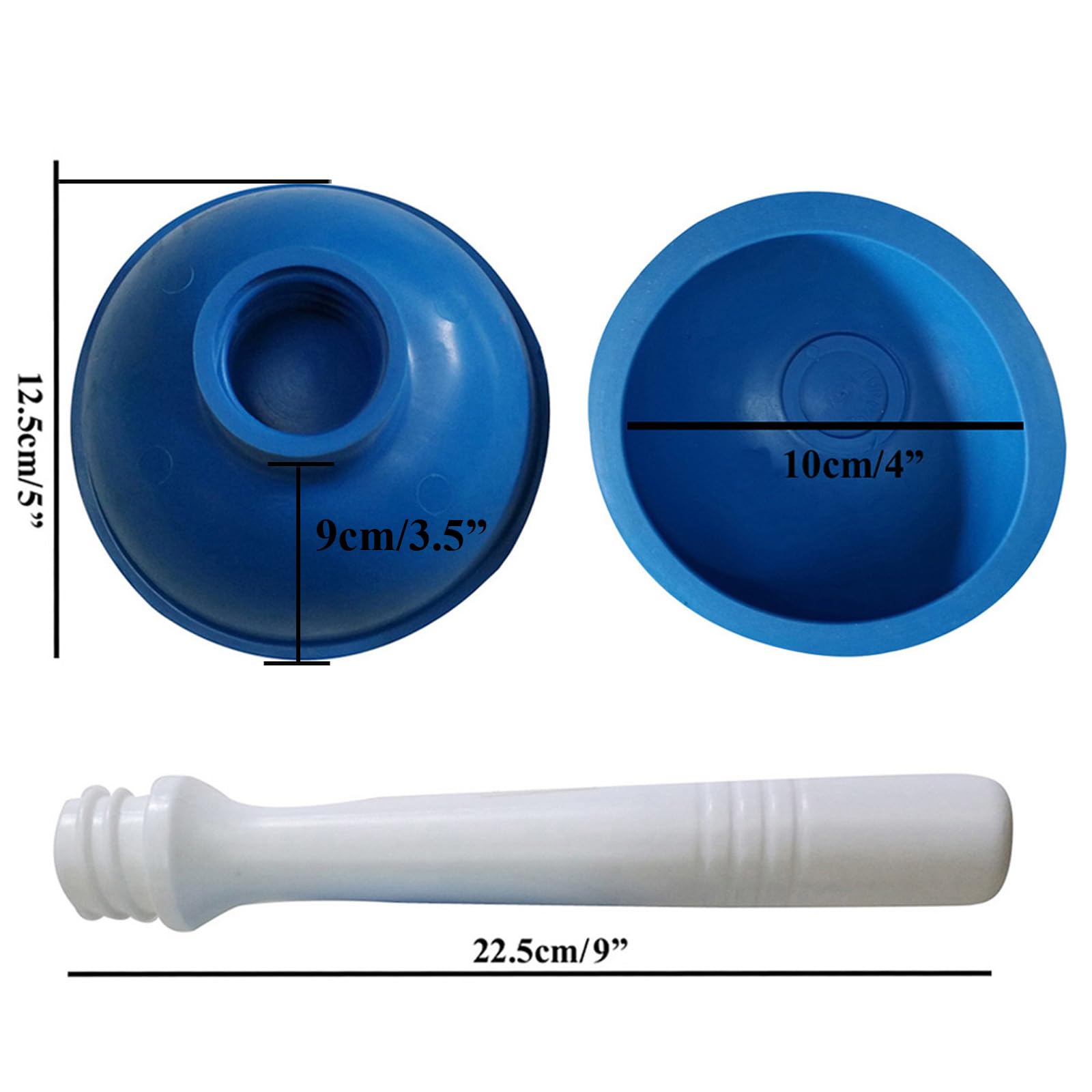 Desatascador Ventosa de Mano Pequeño, Mini Desagüe Émbolo de Color de 10 cm de Diámetro Interno, Mango de Plástico de 22 cm para Fregadero de Cocina, Inodoro, Baño, Ducha, Azul