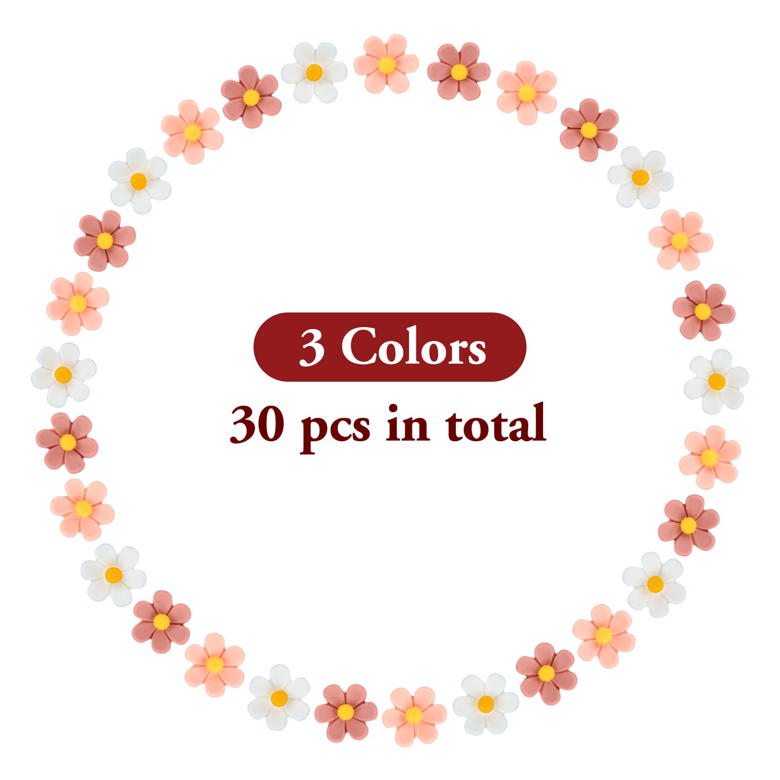 30 stuks bloemen, punaises, creatieve schattige decoratieve punaises, borduurwerk, borduurwerk, bloemennaalden voor foto's, muur, tekenen, papier, prikborden, kurkborden, kantoren, scholen