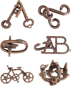 Ancient Bronze 6‑Piece Metal Puzzle Set