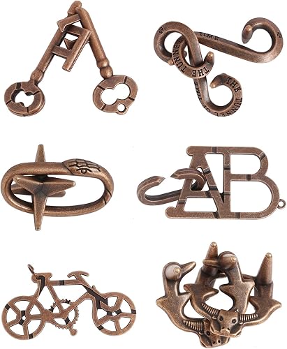 Ancient Bronze 6‑Piece Metal Puzzle Set