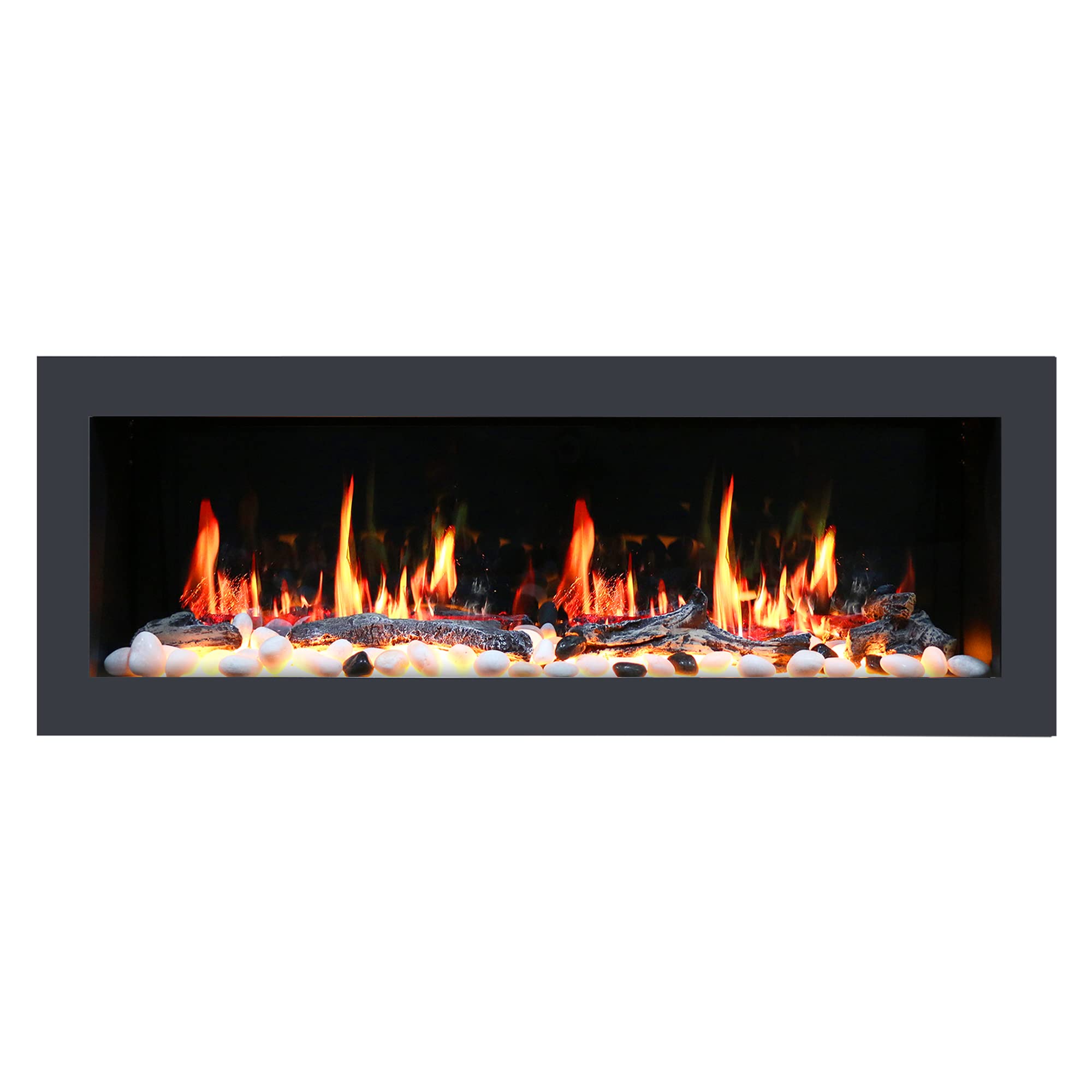 2025 New Litedeer Homes Latitude II 48-in Smart Wall Mount Smart Electric Fireplace with Crackling Sounds Multi-Flame Style