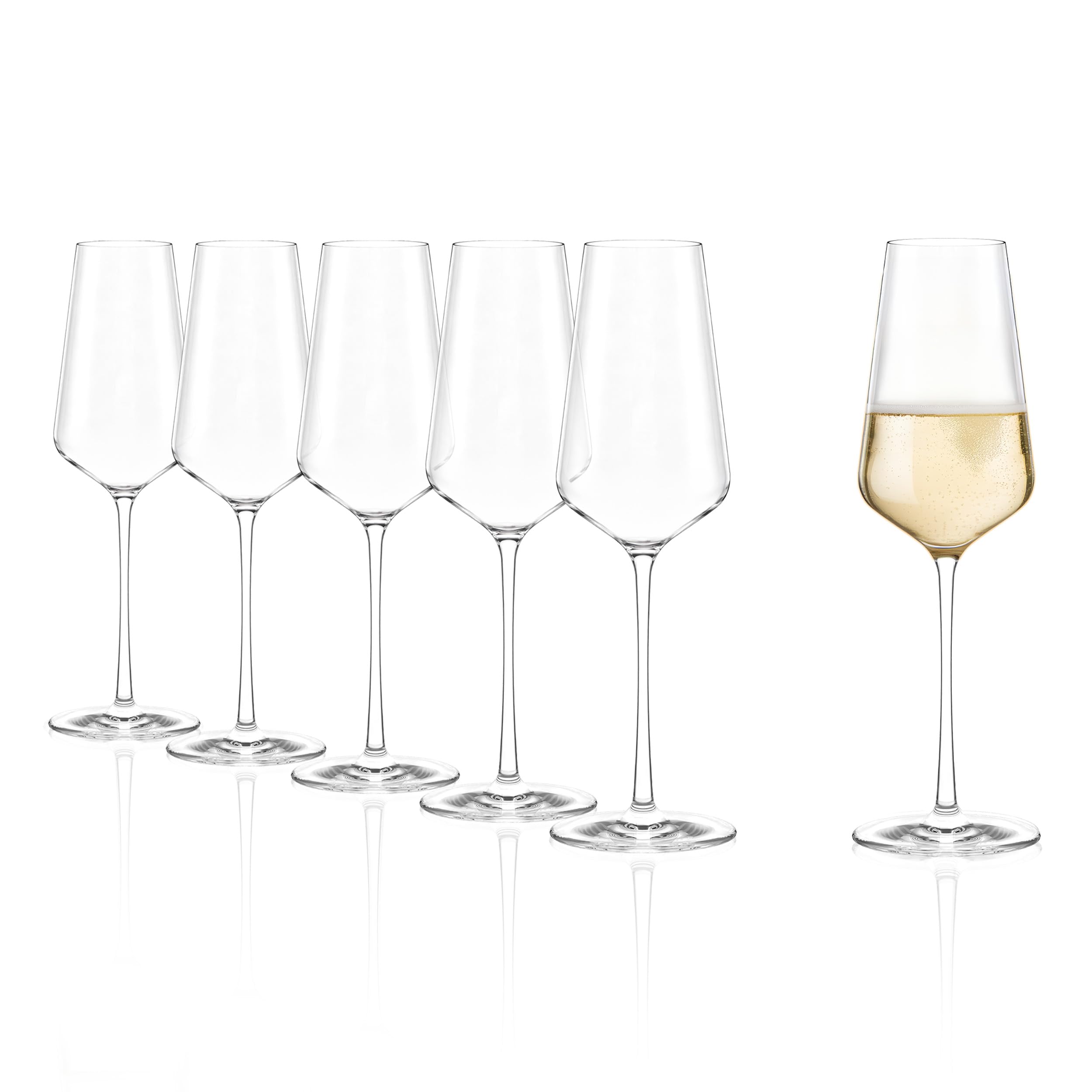 Stölzle Lausitz Starlight Champagnergläser Sektgläser 290 ml, 6er-Set | Elegante Champagnergläser und Sektkelche für Sekt und Prosecco, aus bleifreiem Kristallglas, stoßfest & spülmaschinengeeignet