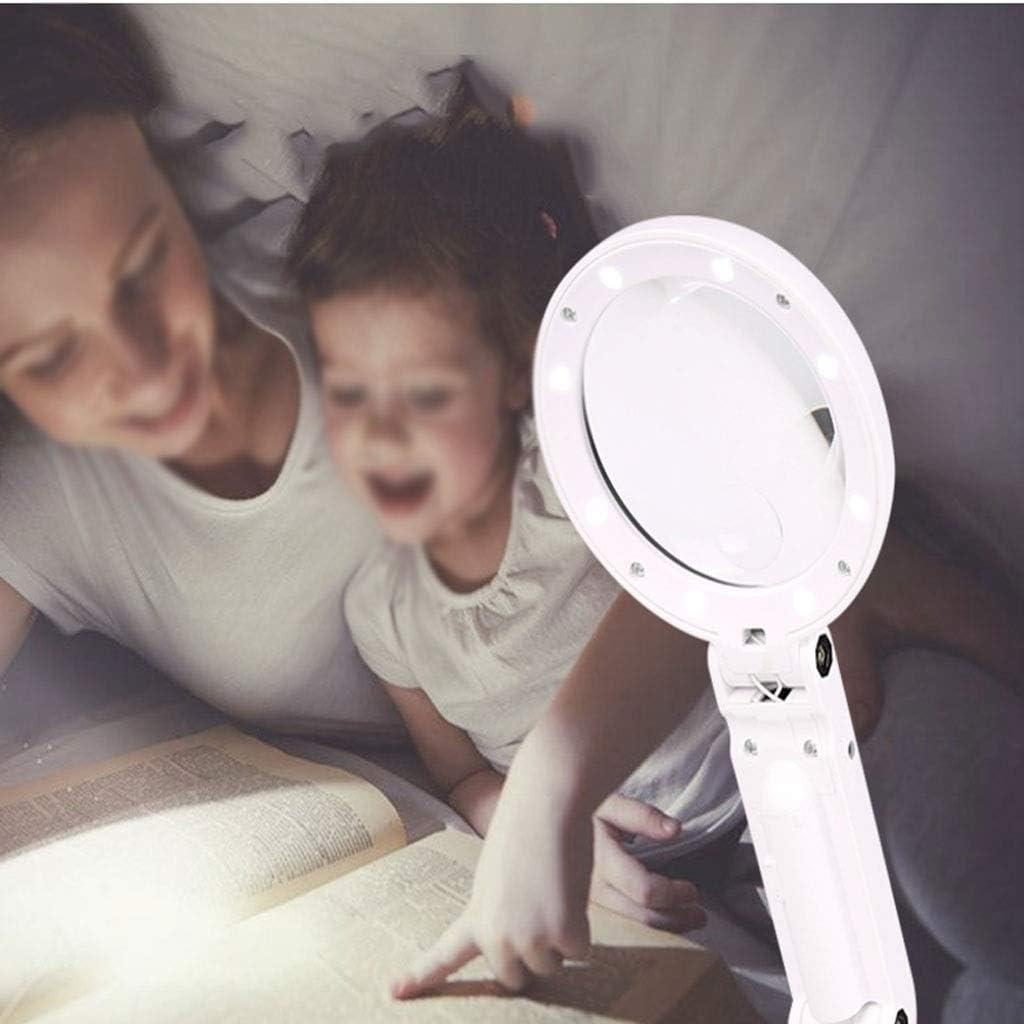 ライト付き拡大鏡、ハンズフリー拡大鏡、拡大レンズ、優しく明るい光 - 本、ジュエリー、コイン、クラフト、趣味の読書に最適 スクリーン拡大鏡 ポータブル  ハンドヘルド拡大鏡 LEDライト付き HD 10倍/20倍 古い読書 宝石識別 修理 光学ガラスレンズ スクリーン拡大鏡 ...