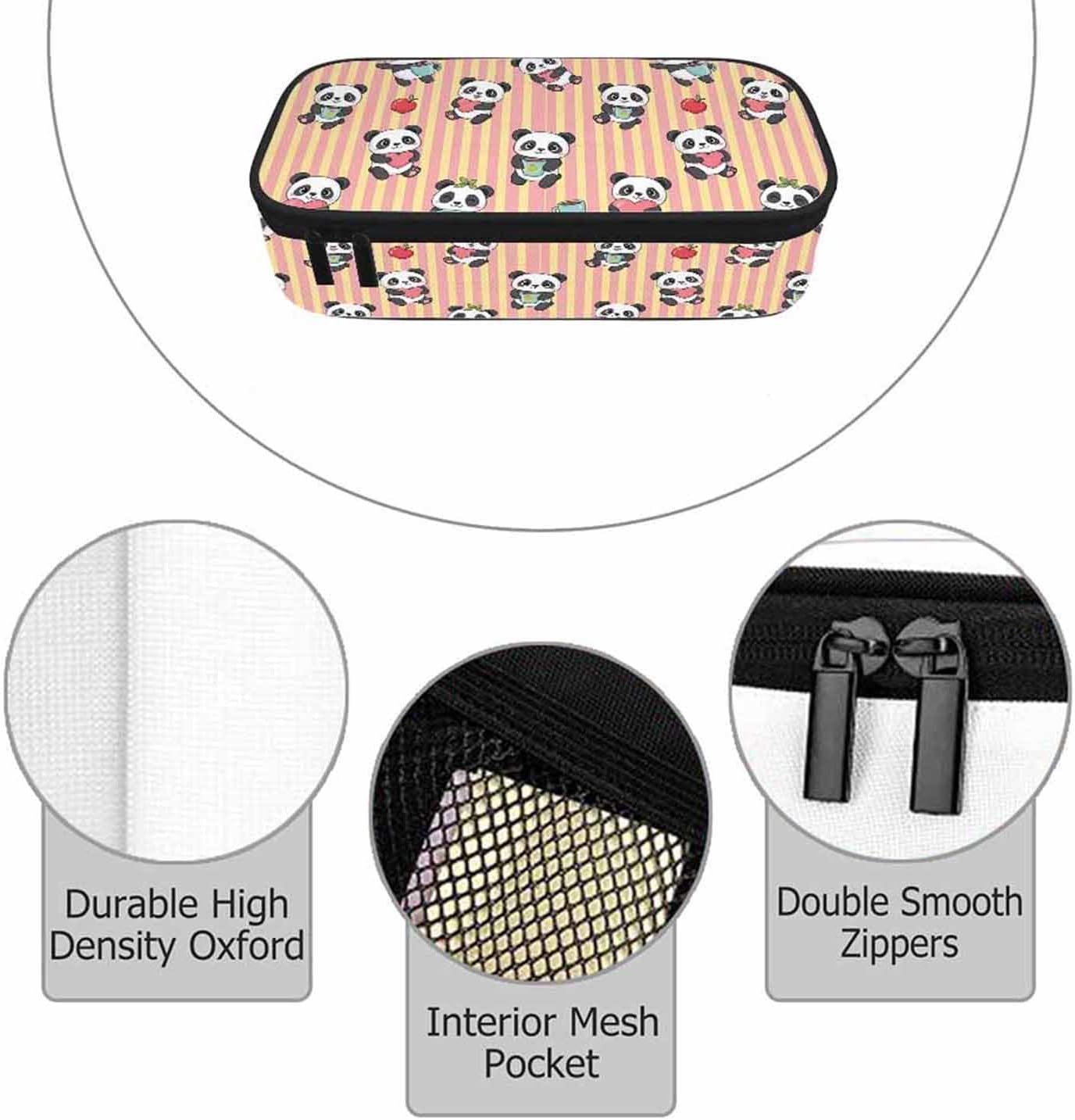 Pandas Pencil Bag Funny Panda Animal Stripes Cup Love Paper Big Capacity Pencil Case Pencil Pouch Pen Bag School Students Boy Girl image 3