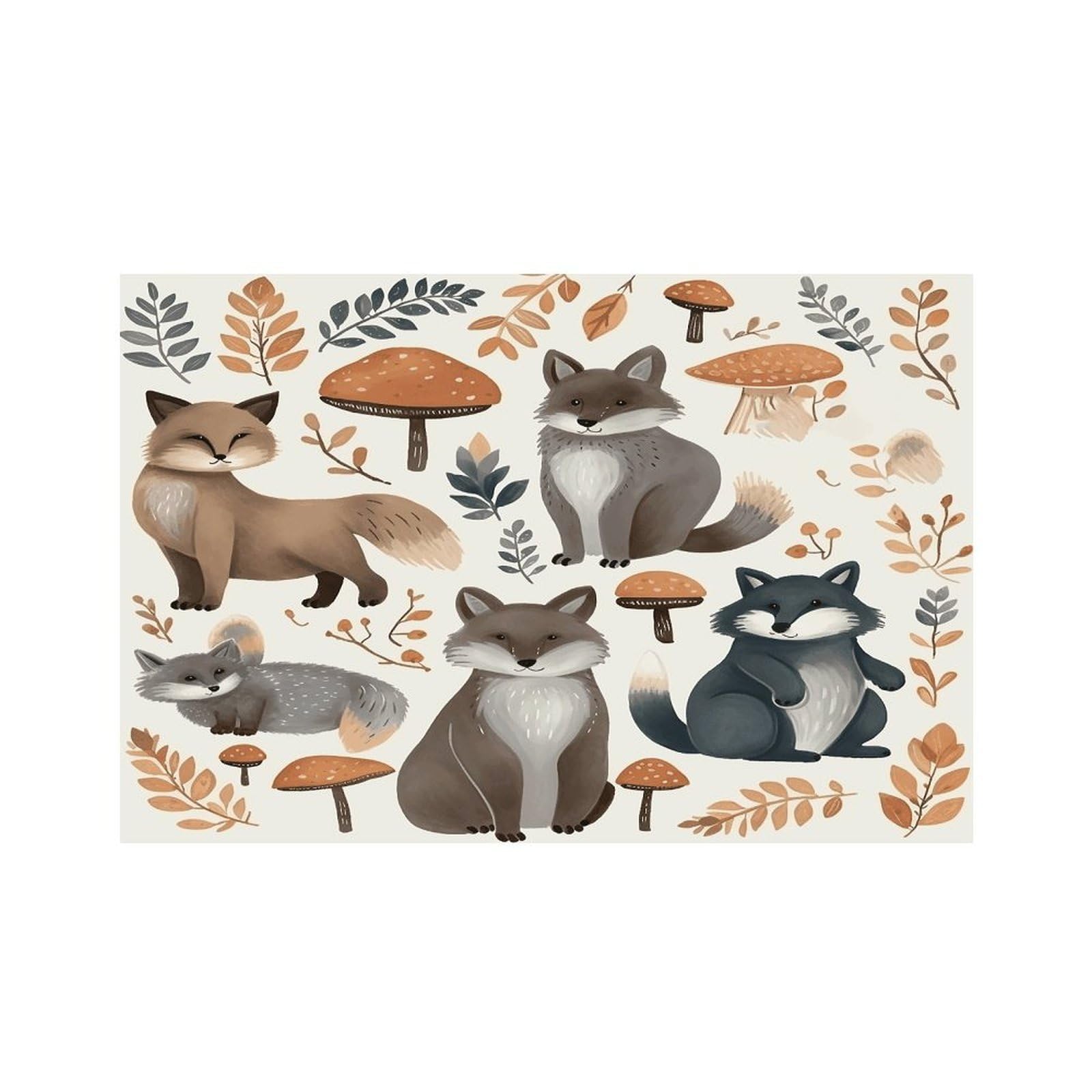 Woodland Raccoon Animals Placemats Non-Slip Heat Resistant Table Mats Flax Washable Cloth Place Mats Easy to Clean Premium Placemat for Kitchen Dining Table Decor Party Outdoor