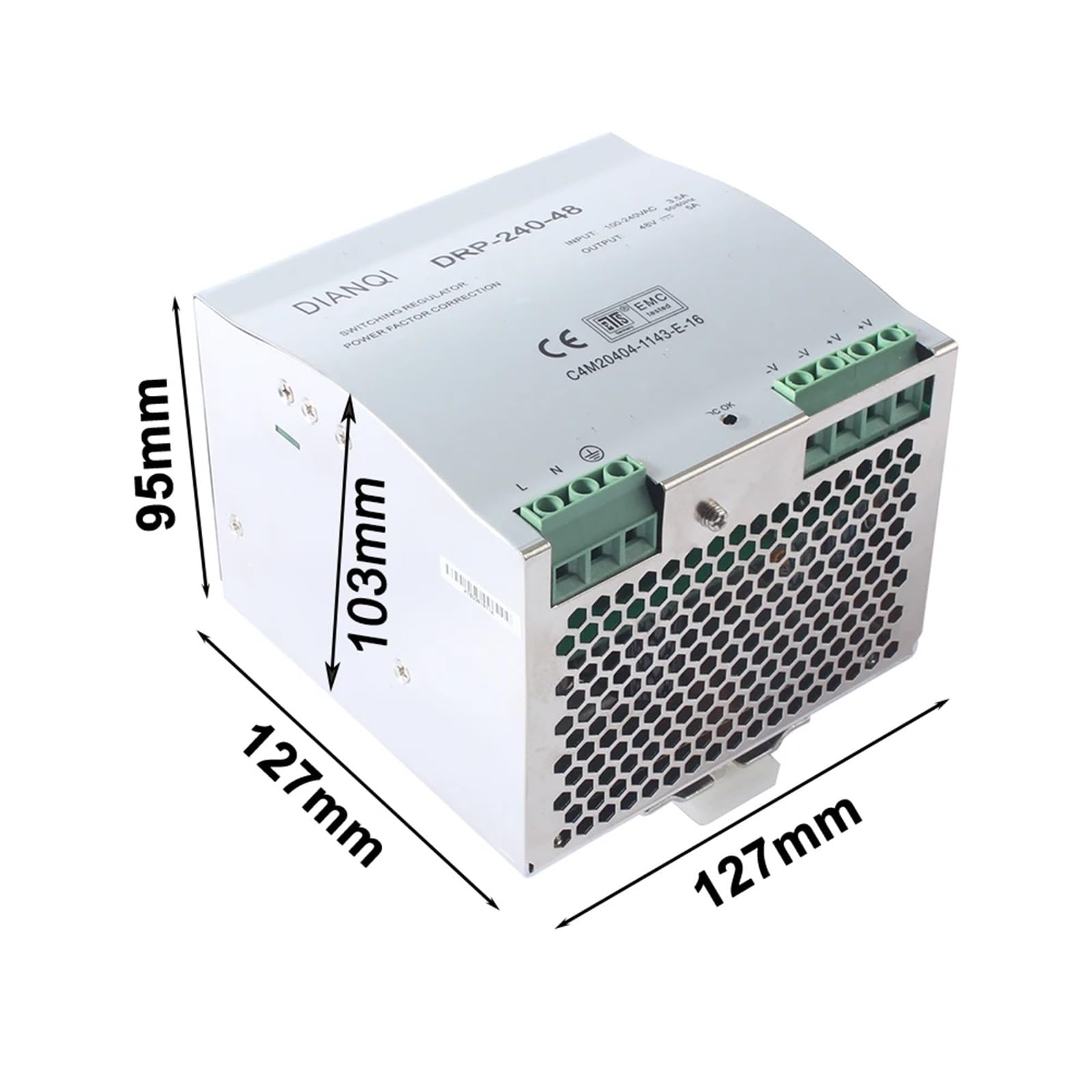 Alimentation Industrielle sur Rail DIN CA-CC à Sortie Unique Stable DRP-240W-48V 5A DRP-240-48 DR-240W-24V 10A DR-240-24 ADJ 10%(24V_240W)