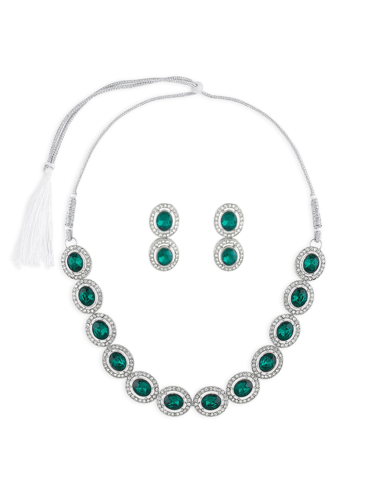 ZAVERI PEARLS Green Stones & Dazzling Austrian Diamonds Embellished Necklace & Earring Set For Women-ZPFK17197 (B0CS6VT8TS) Amazon Price History, Amazon Price Tracker