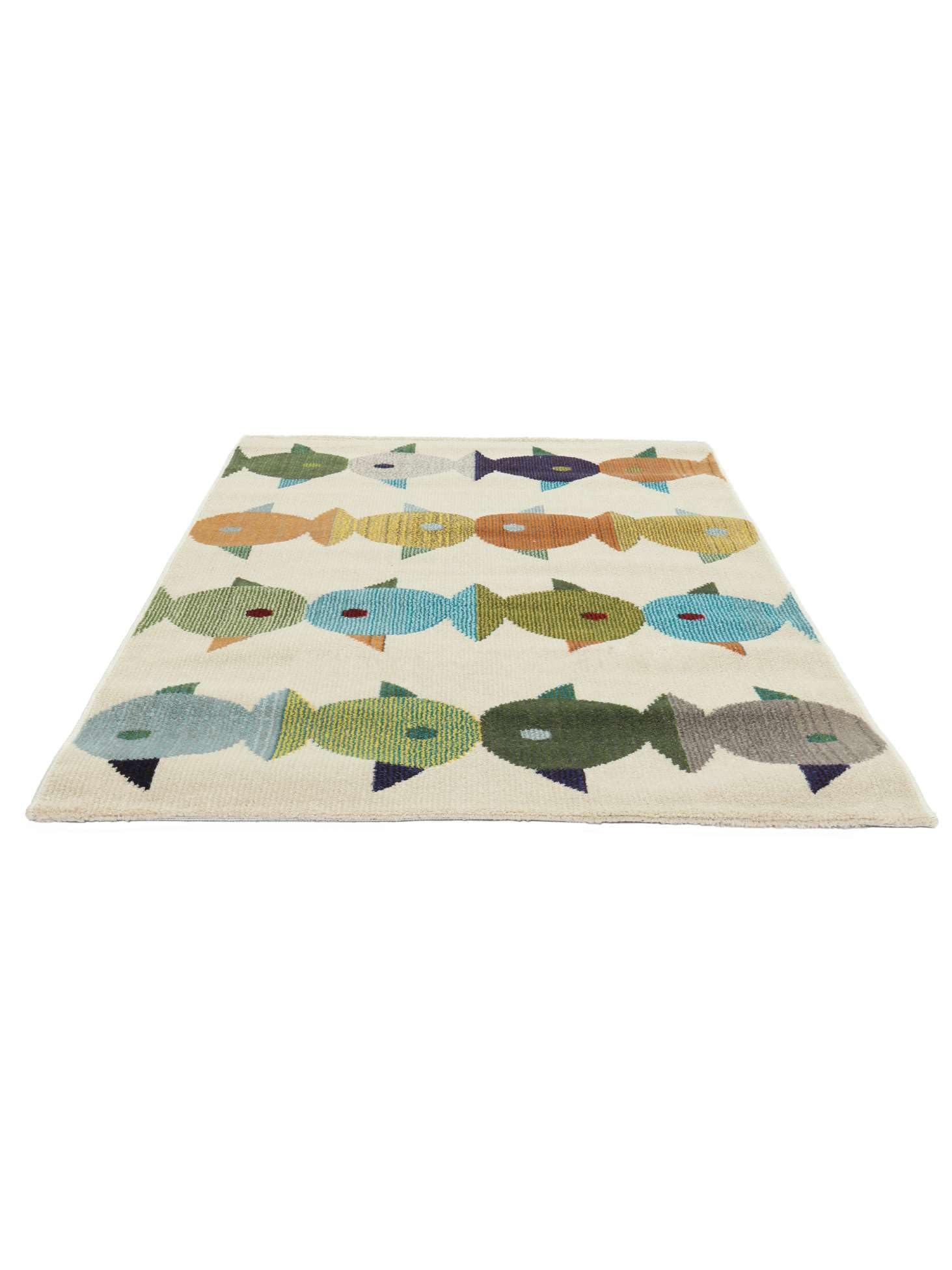 RugVista Fugl OG Fisk Alfombra, 100 x 160 cm, Beige/Multi