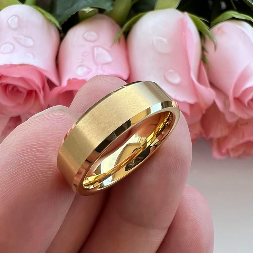 TUTISS 6mm 8mm Tungsten Rings for Men Women Fashion Engagement Wedding Bands Matte Finish Beveled Edges Comfort Fit