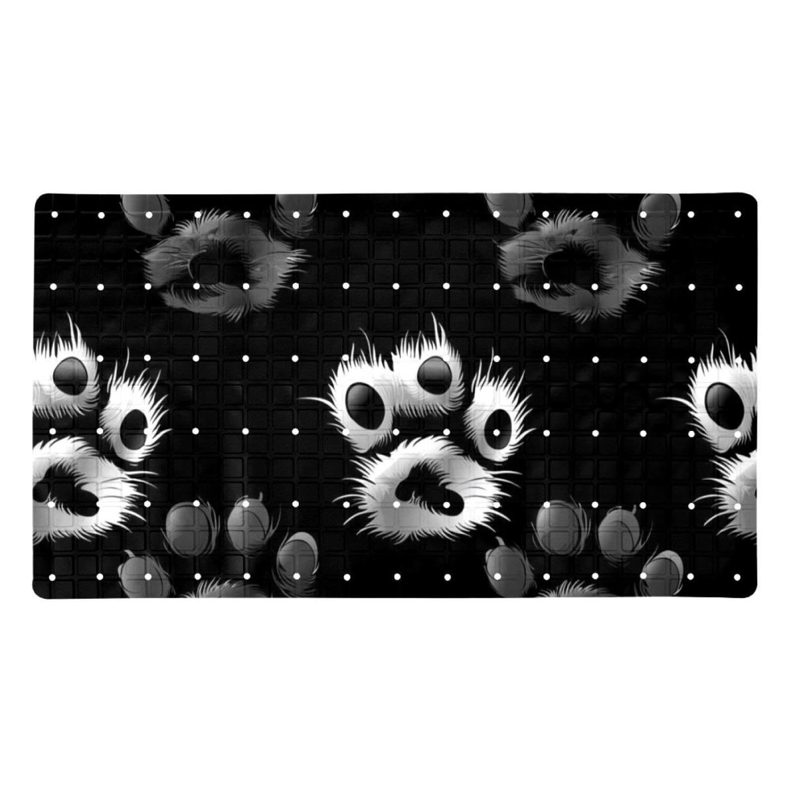 Tapis de bain extra long motif pattes noires et blanches au séchage rapide