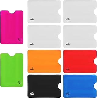 10Pcs RFID Blocking Sleeves Colorful Credit Card Protector Cover Travel Anti-Theft Credit Card Holder RFID Blocker Fits Bags & Purses, 3.5 x 2.4 inch