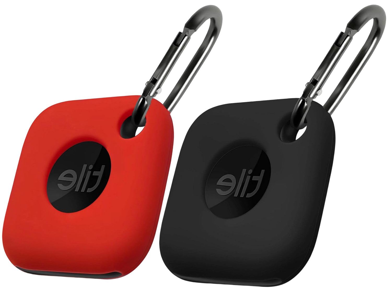 Geiomoo Silicone Case for Tile Mate 2024, Tile Mate 2022, Soft Scratch Resistant Cover with Carabiner (2 Pack Black+Red)