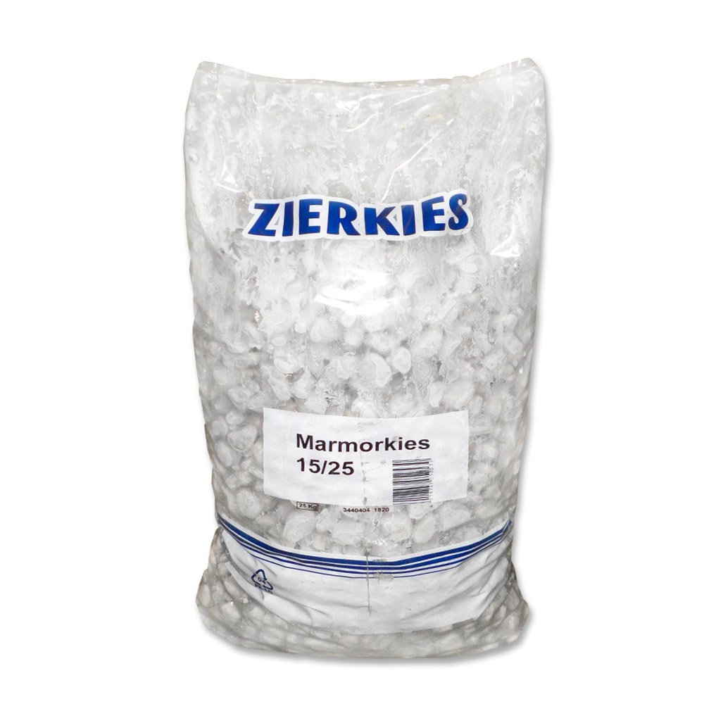 Jawoll 25 kg weißer Marmorkies 15-25 mm Körnung | Zierkies für Garten, Teich & Zen-Garten | Dekorsteine für Gartenwege | Ideal als Teichkies & Wegkies | Pflegeleicht & langlebig