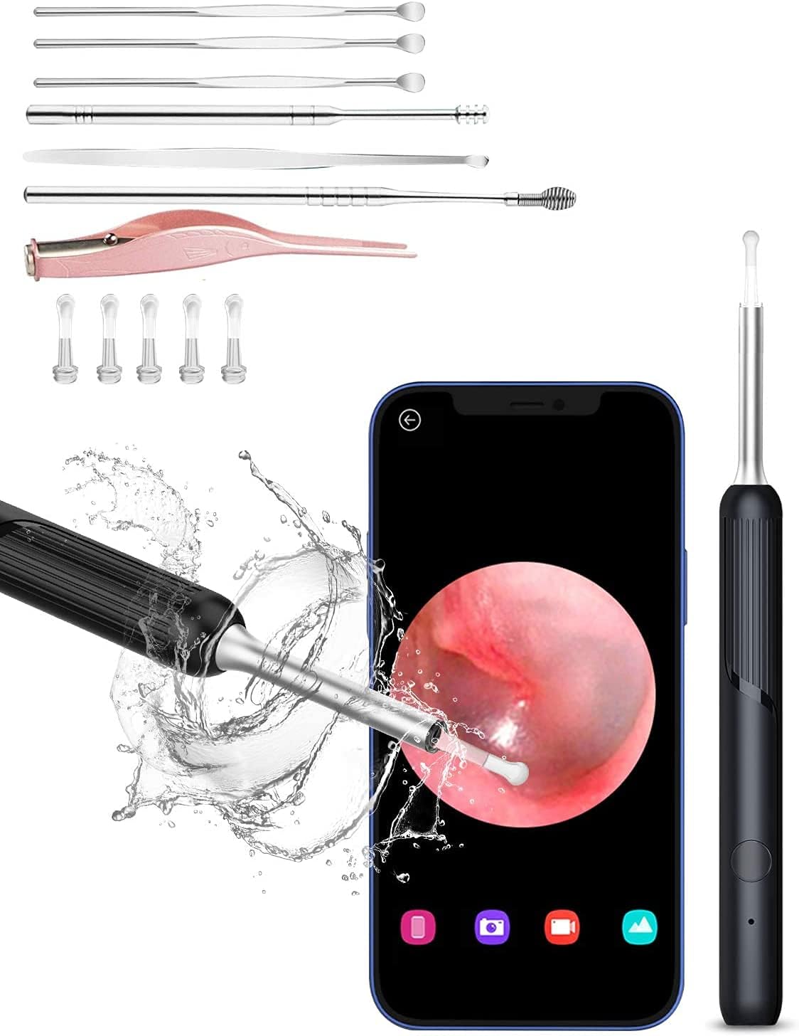 Ear Wax Removal Tool 2022 Smartest Ear Cleaning kit with Camera Ear Endoscope Wax Removal 5MP 3.5mm Wireless Otoscope Ear Camera Cleaner for iPhone iPad & Android Smart Phones Tablets