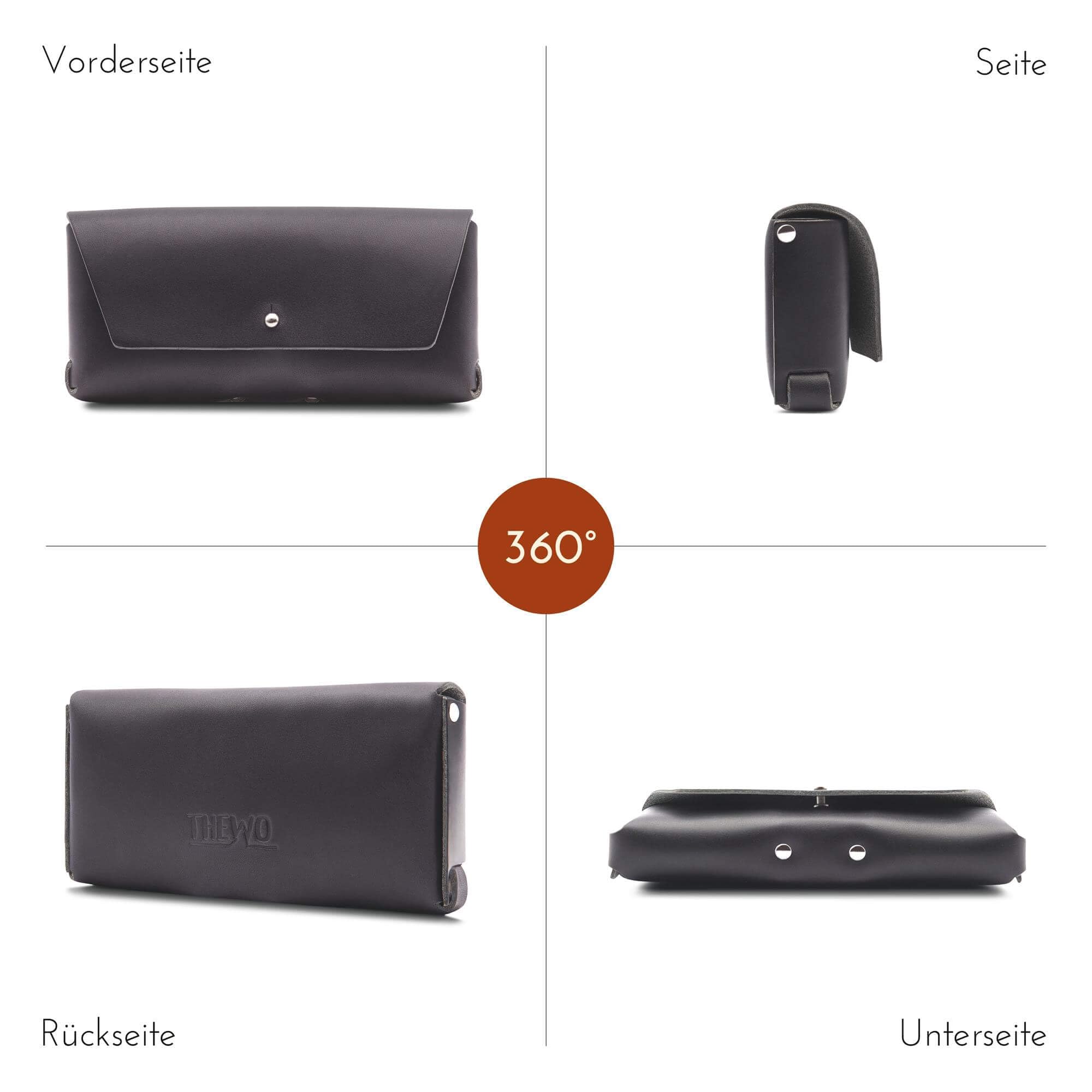 Thielemann THEWO Brillenetui Gert aus Leder für Lesebrille, große Sonnenbrille, Gleitsichtbrille, Soft Case Etui Leder für Damen & Herren, Brillenaufbewahrung