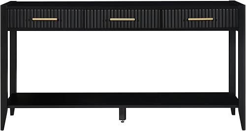 Miniatura 168 de Mesa consola contemporánea con parte superior de madera de hormigón de inspiración industrial, armario de almacenamiento de acento para sala de Gris