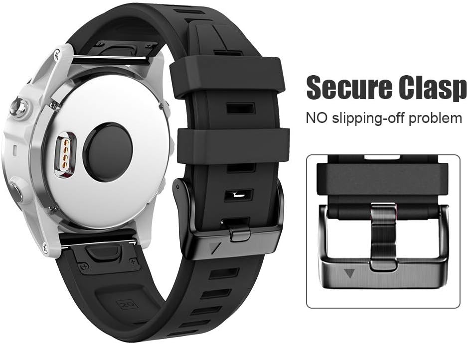 ANCOOL Compatible with Fenix 5S Plus Bands 20mm Width Easy Fit Soft Silicone Watch Bands Replacement for Fenix 7S/Fenix 6S/Fenix 6S Pro/Fenix 5S Smartwatches (Black)