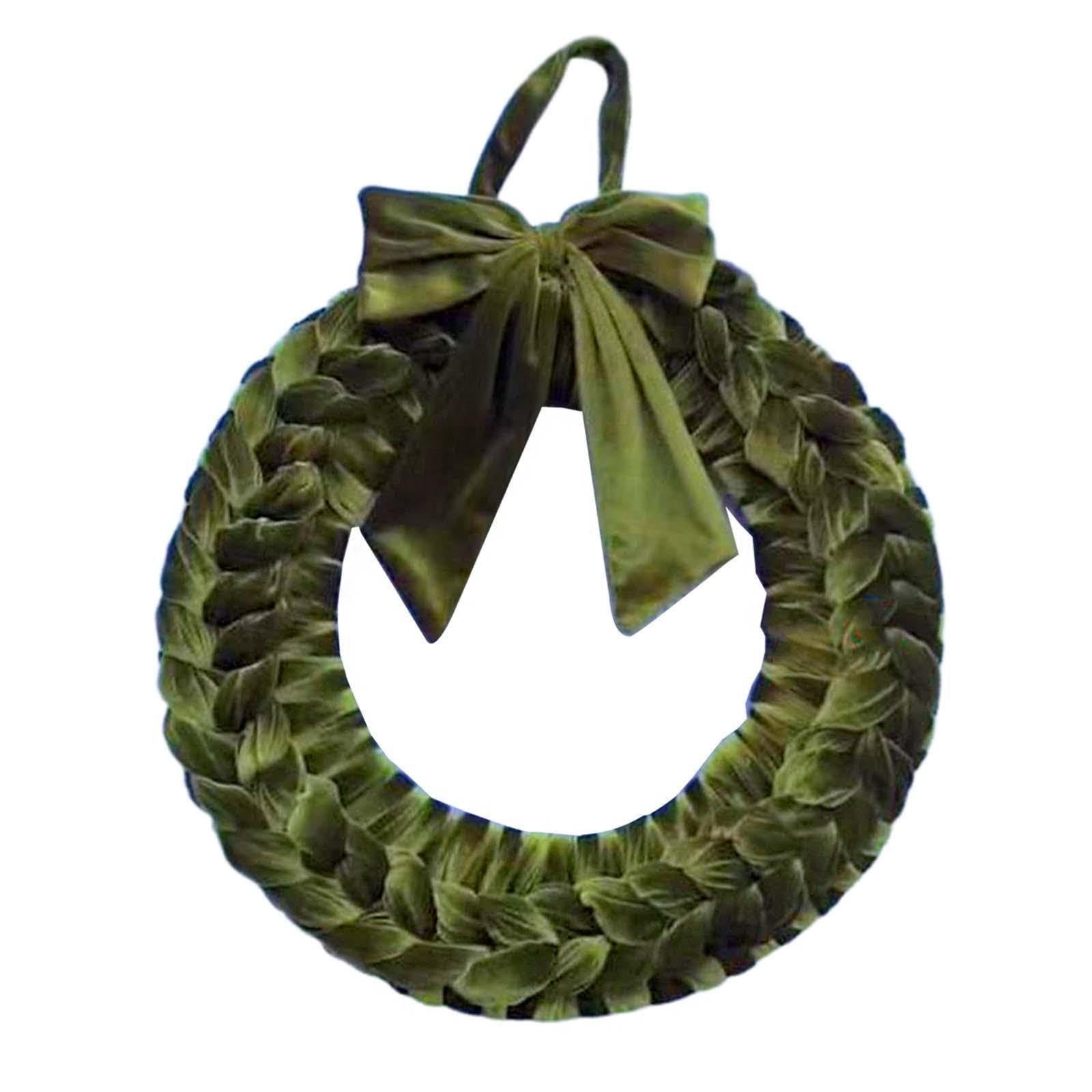 Couronne de Noël en velours vert 30cm pour décoration de porte et mur