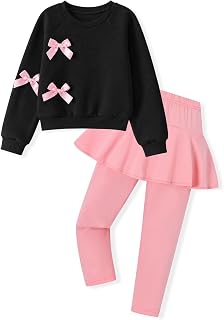 Girls Clothes 2 Piece Outfit Long Sleeve Top + Cute Pants Girls Spring and Fall Outfits, Sizes 4-8 Years