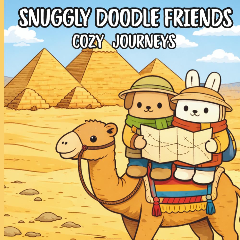 Snuggly Doodle Friends Cozy Journeys: A Cute Travel-Themed Animal Coloring Book with Bold and Easy Designs for Relaxation and Stress Relief for Adults and Teens