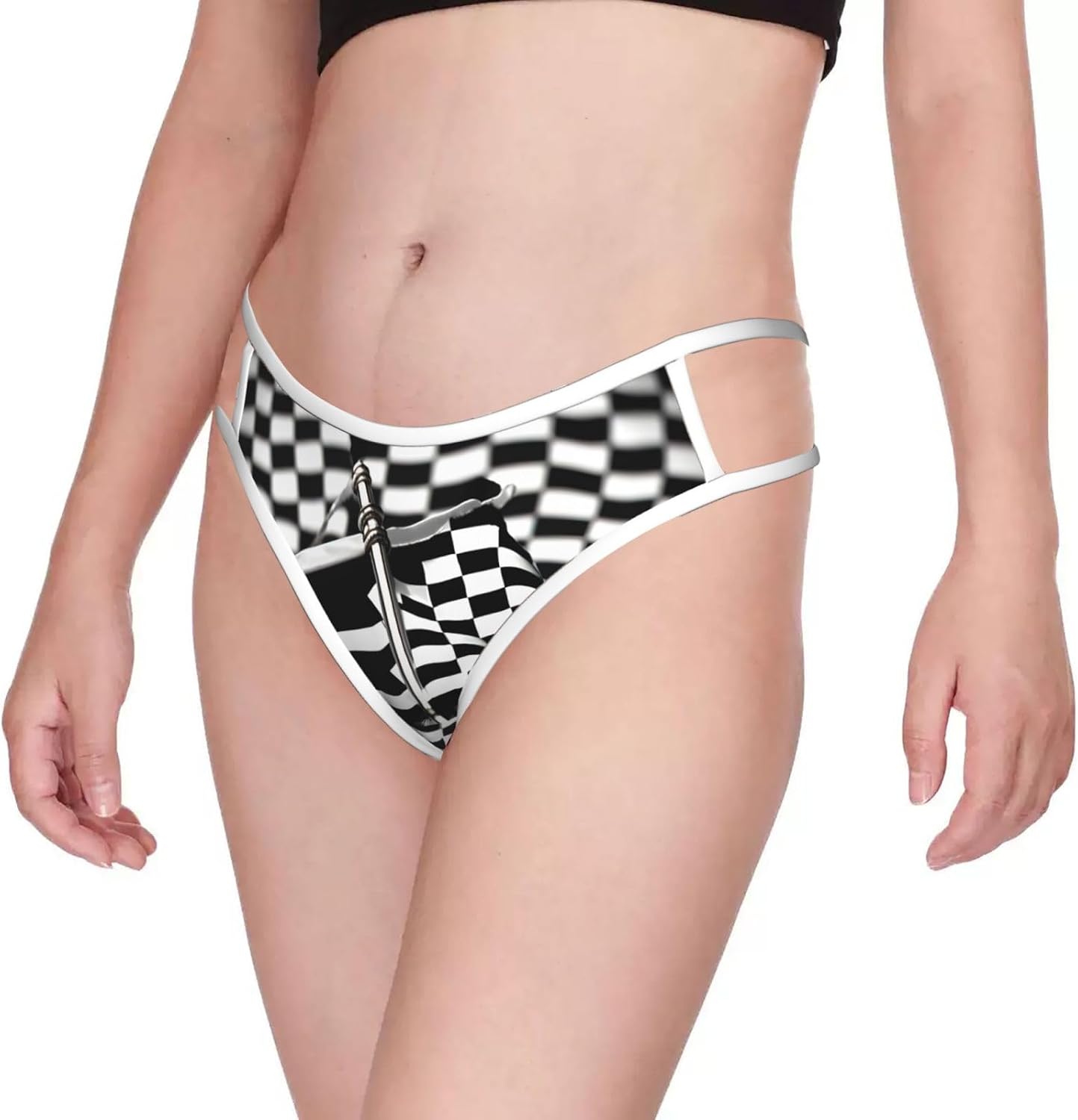 Checkered Flags Race Flags Print Sexy Underwear G String Thongs For Women Low Rise No Show Workout Panties For Sports