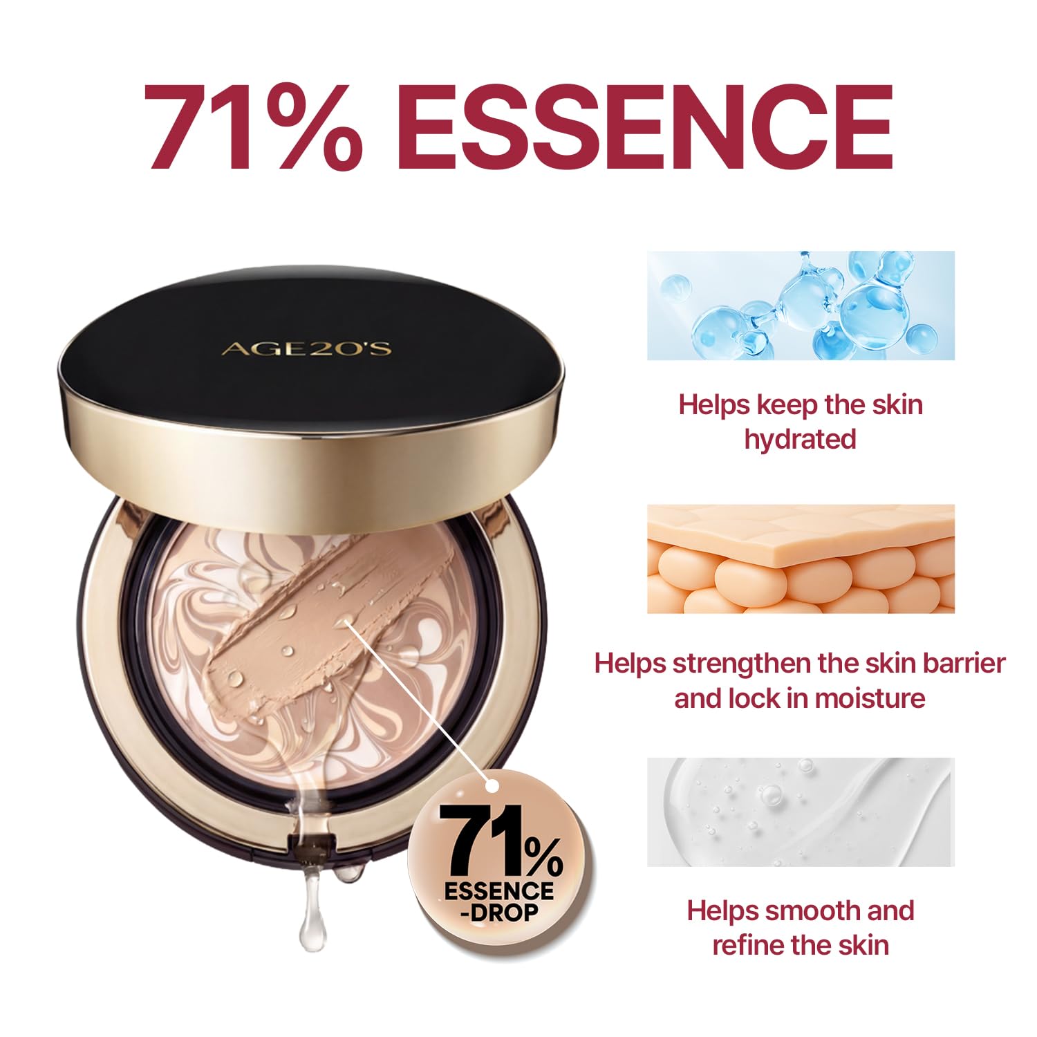 [Vegan] AGE20'S Signature Essence Pact | Pack of 1 | 28N WALNUT | Korean Cushion Foundation | Cream Foundation, Dewy & Glow Finish, Natural Coverage, SPF 50+