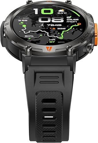 Miniatura 16 de Foxhawk Relojes inteligentes militares con rastreador GPS, reloj inteligente resistente HD de 1.45 pulgadas con brújula linterna LED, reloj