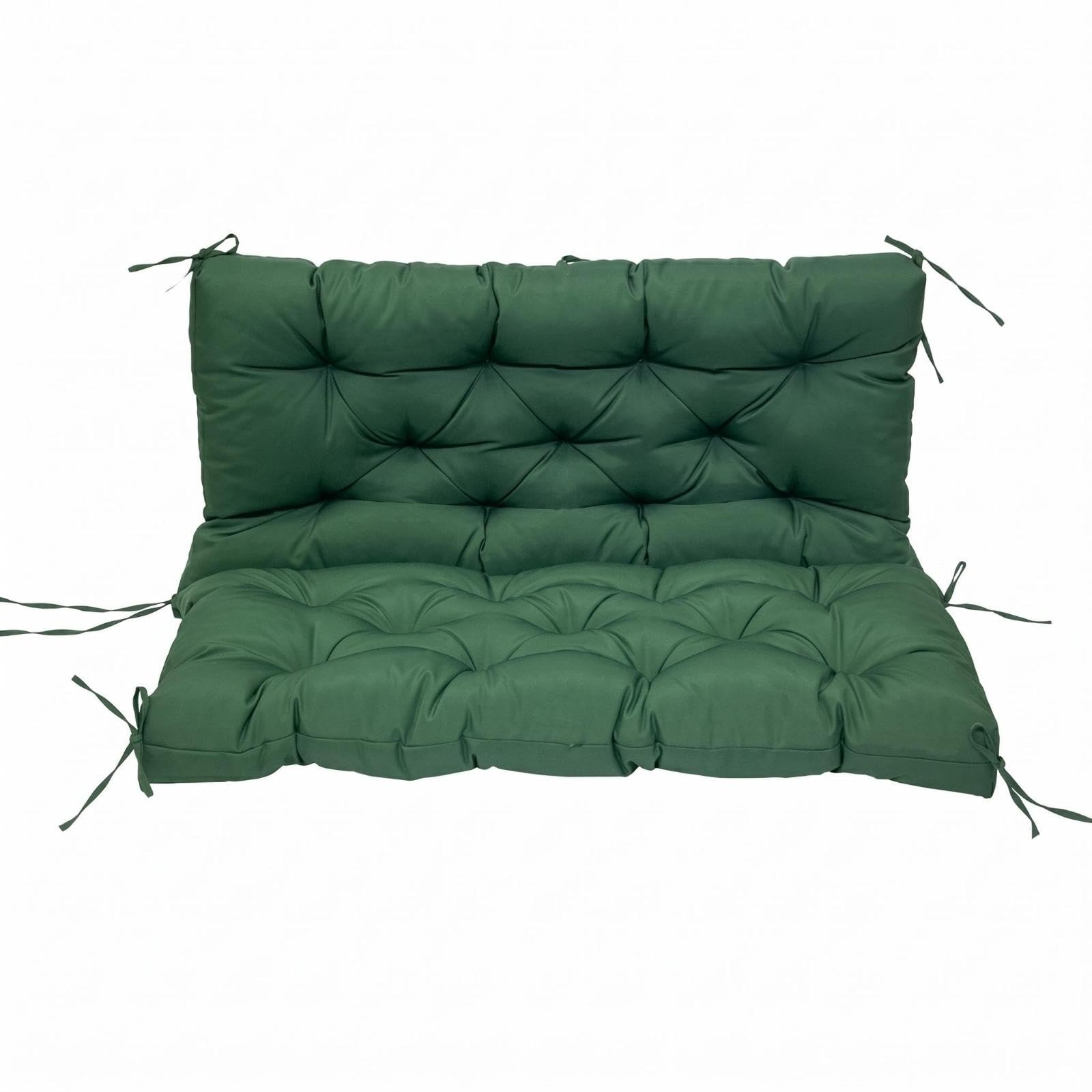 Bench Cushion with Backrest Tie Straps Tufted Bench Seat Cushion Padded Home Furnishing Dark Green Waterproof 120x100cm-image-40