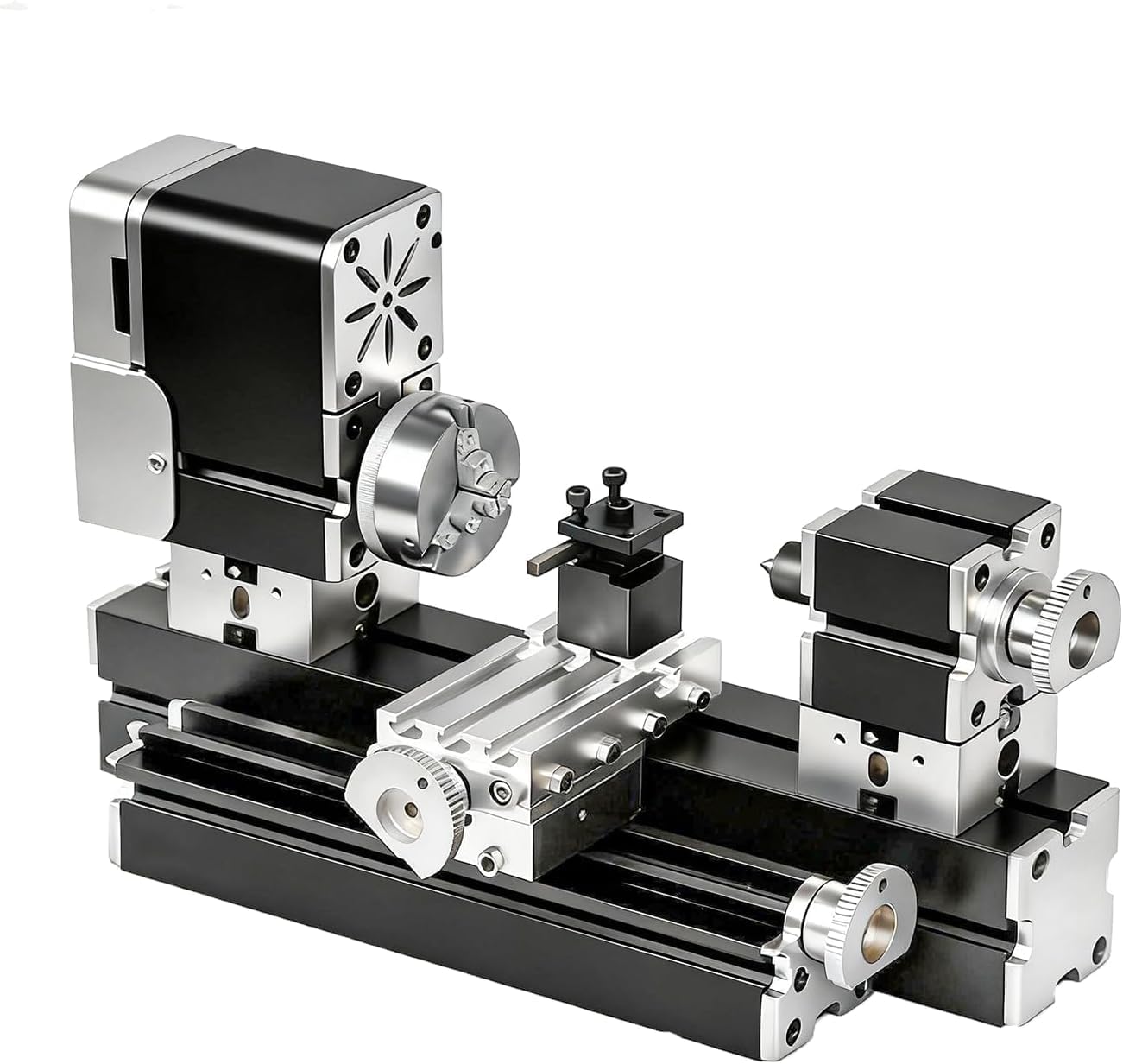Mini Lathe Machine, 36W 20000 RPM, Raised Center, 50mm Swing, 3-Jaw Chuck