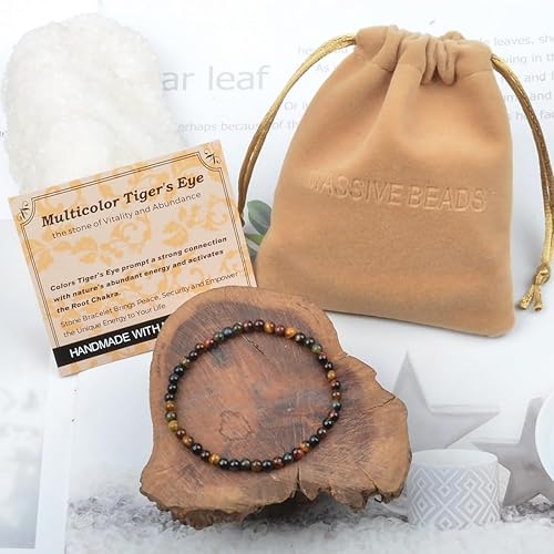 Vista 597 de MASSIVE BEADS Pulsera elástica de yoga hecha a mano con piedra natural, cristal curativo, energía, regalos para adultos unisex de 0.157 in, 0.236