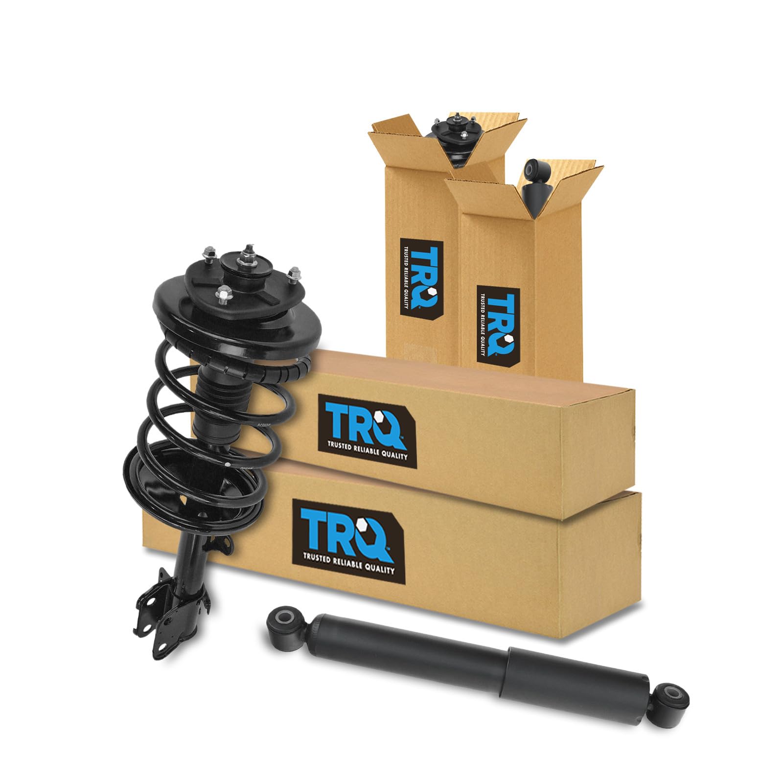 TRQ Front and Rear Complete Strut Assembly &amp; Shock Absorber Kit Complete Strut &amp; Coil Spring Assembly Compatible with 2001-2002 Acura MDX 2003-2008 Honda Pilot