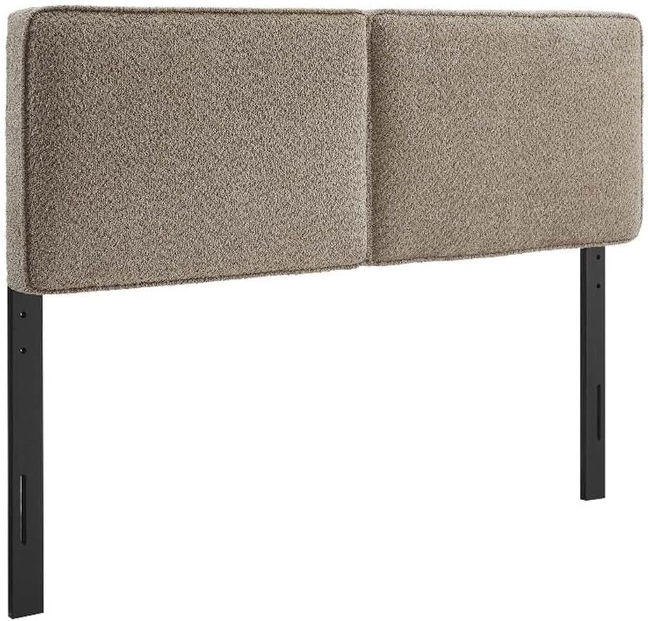 Pemberly Row King Headboard, 3.9"D x 78.5"W x 50.8"H, Boucle Fabric Upholstery, Oatmeal Finish, Pillow-Style Design, Dense Foam Padding, Wood Legs, 7 Mounting Positions, Contemporary Bedroom Furniture