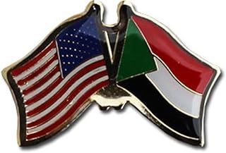 AES USA American & Sudan Country Flag Bike Hat Cap Lapel Pin