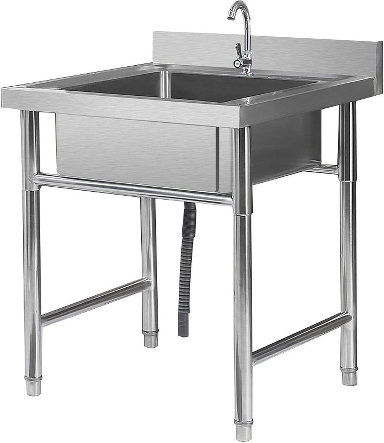 OUFUAMY Freestanding 304 Stainless Steel Outdoor Sink