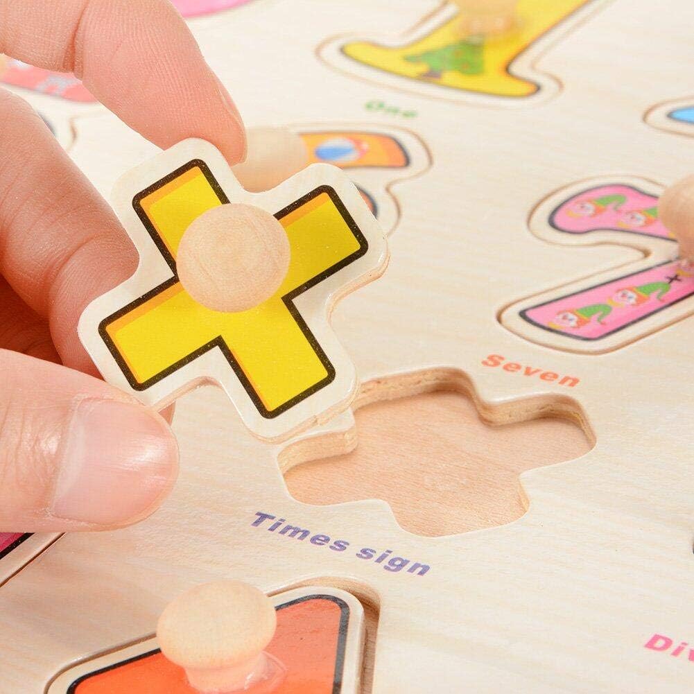 ThinkMax 4 Pcs Wooden Peg Puzzles for Toddlers 3 Years Old, Kids Knob Puzzles Set -Numbers, Animals Vegetable, and Vehicles Learning Puzzles