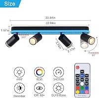 SANSHI 44W LED mennyezeti lámpa távirányítóval, RGB színváltó, 4 spotlámpa GU10, forgó design 4