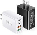 2 Pack USB C Charger Block • 40W 4Port Fast Charging Block Cube • Dual USB C Wall Charger Plug • Phone Charger Box Compatible with iPhone 16 15 14 13 12 Pro Max, XS/XR/X, iPad, Samsung S23 S22,Google