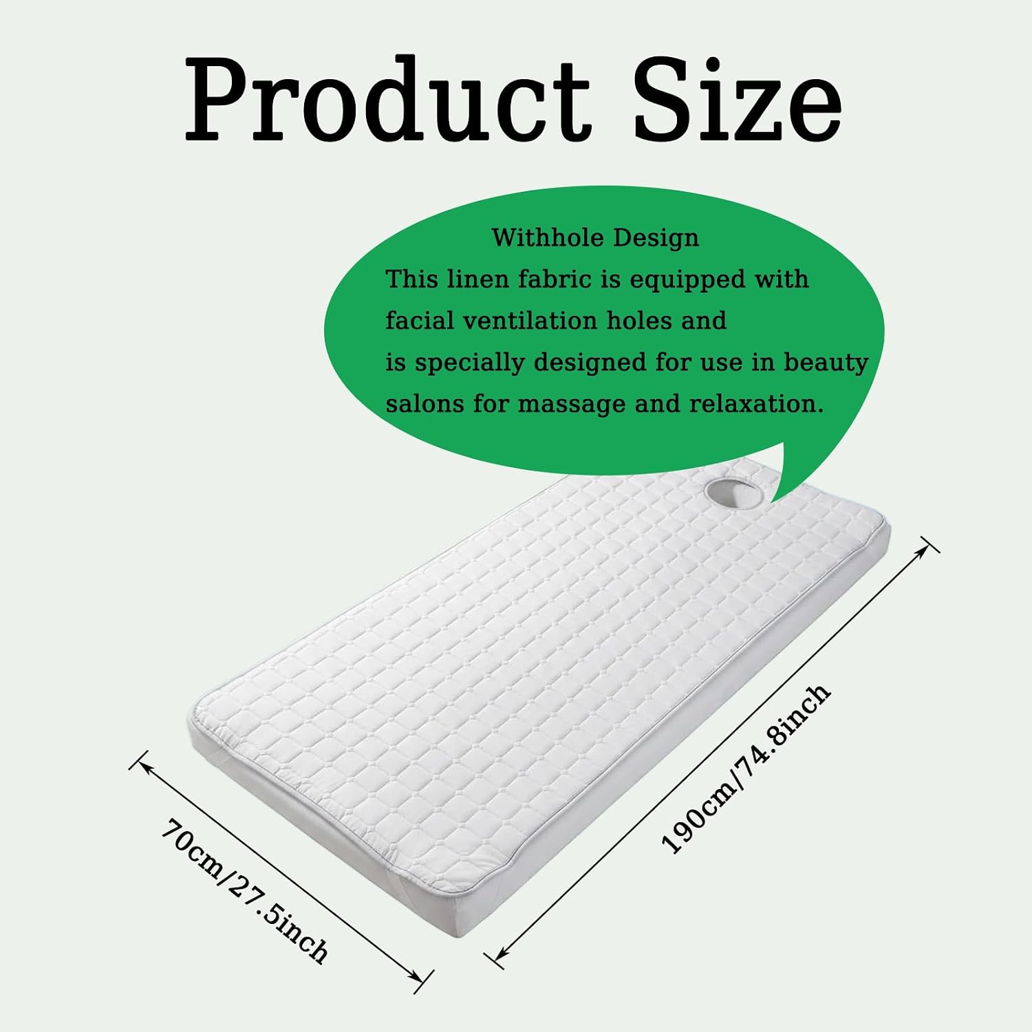 White Massage Table Pad 190x70cm Face Hole,Massage Bed Sheets,Spa Bed Sheets,Massage Table Cover Protector,Spa Sheets for Esthetician Bed,Tattoo Bed Covers,Massage Table Sheets,Lash Bed Cover