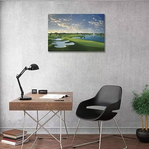 Vista 222 de chenchenArt Arte de pared de campo de golf de Estados Unidos, TPC, Sawgrass Golf Course, impresiones en lienzo, decoración de pared de golf para Rojo