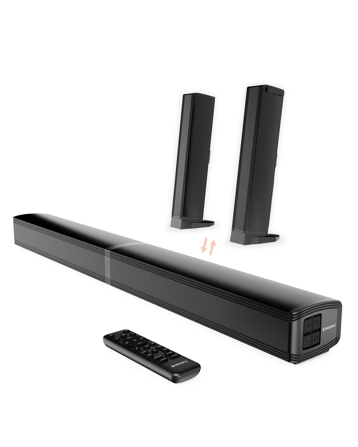 Oakcastle SB80 Soundbar für TV Geräte, 2-in-1-Abnehmbare Split-Sound bar | 2.2 120W Lautsprecher für Fernseher, HDMI ARC AUX RCA, Bluetooth 5.3 ,Inklusive Wandmontage-Set & Fernbedienung