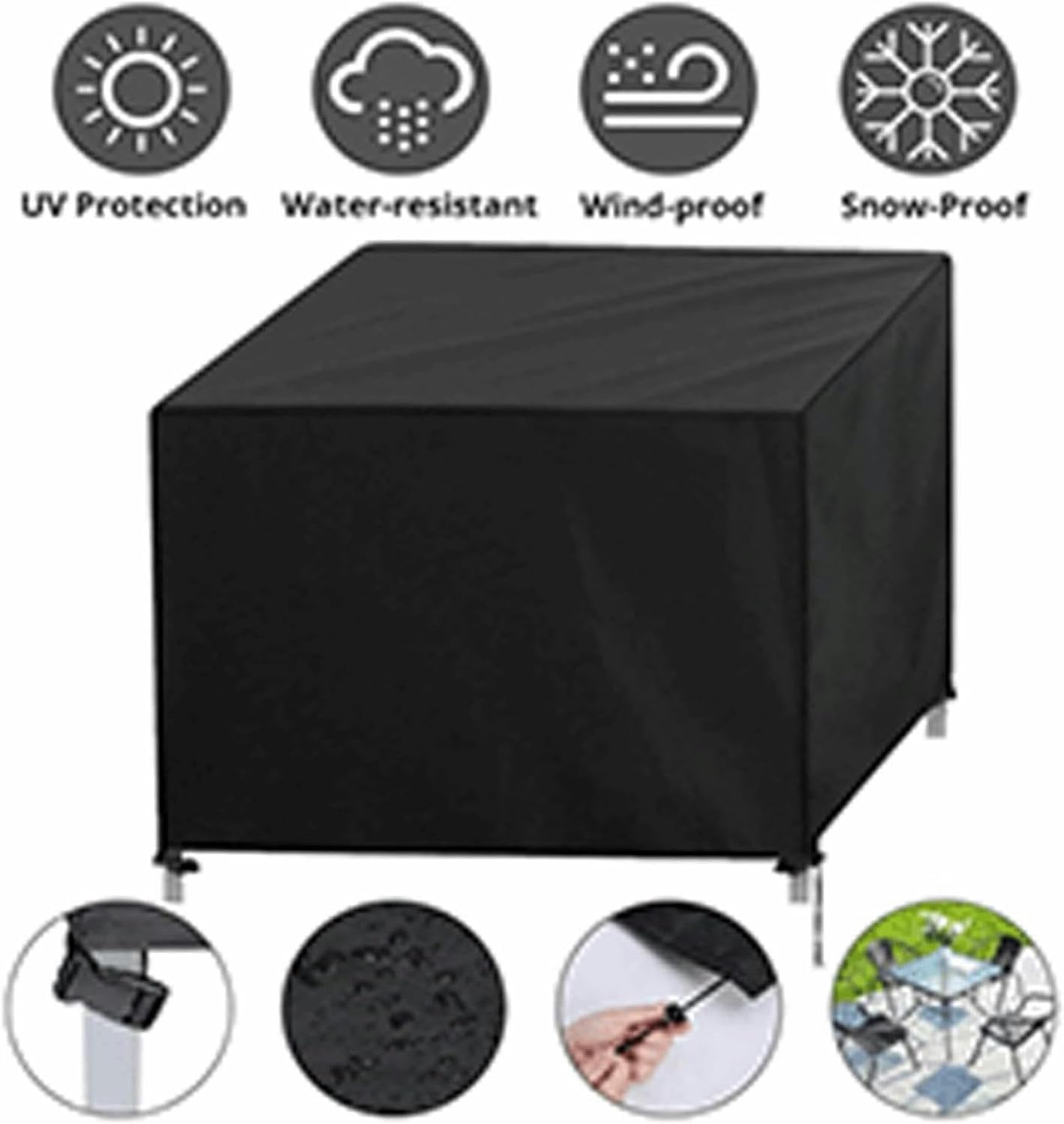 Pool Table Cover, Waterproof Sunscreen Billiard Cover Polyester Fabric, for Billiard Table/Rectangle Table, Black, 8ft -102" L x 53.14" W x 32.28" H